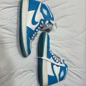 Jordan Blue and White High-Top Sneakers 5.5 Youth